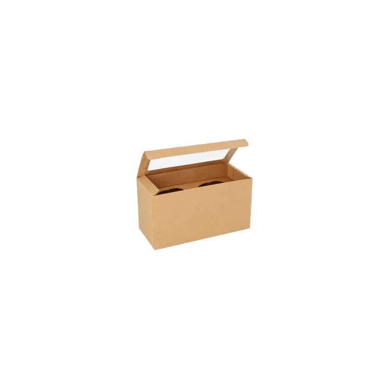 Cup-Cake Kartons eckig 10 cm x 18,5 cm x 8,5 cm mit Sichtfenster aus PLA - Bild 1