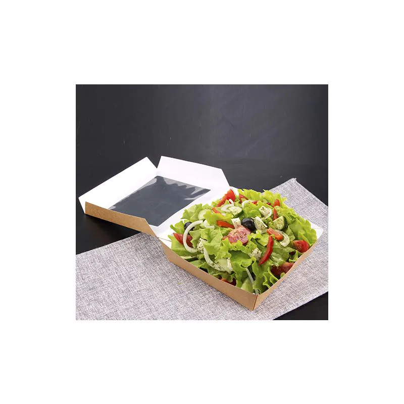 Feinkostboxen, Pappe mit Sichtfenster aus PLA eckig 750 ml 14 x 14 cm x 5 cm  - Bild 2