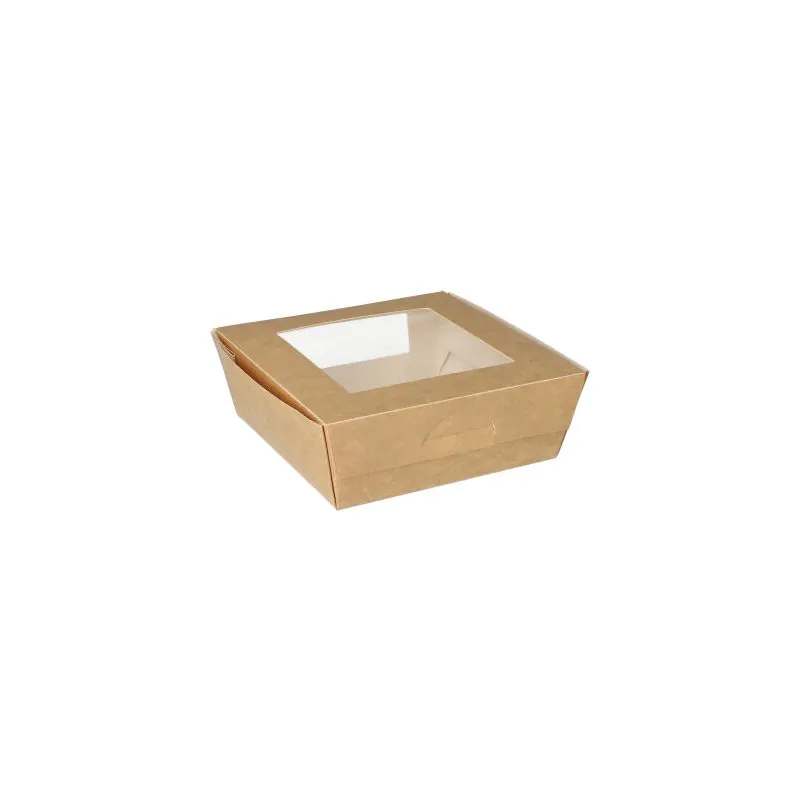 Feinkostboxen, Pappe mit Sichtfenster aus PLA eckig 750 ml 14 x 14 cm x 5 cm  - Bild 4