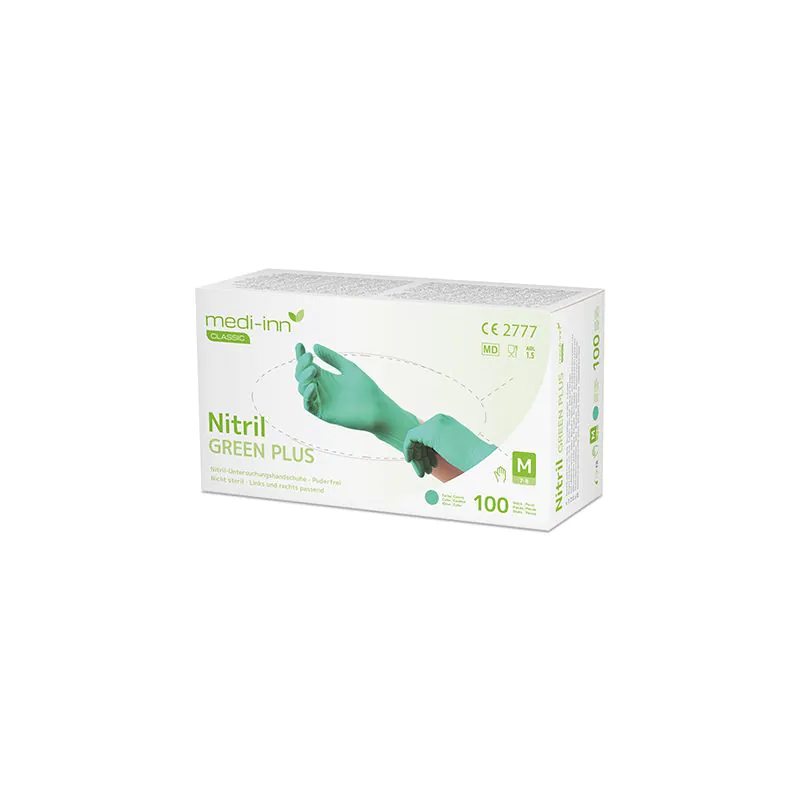 Nitril-Handschuhe, puderfrei grün"Nitril Green Plus" Größe M - Bild 1