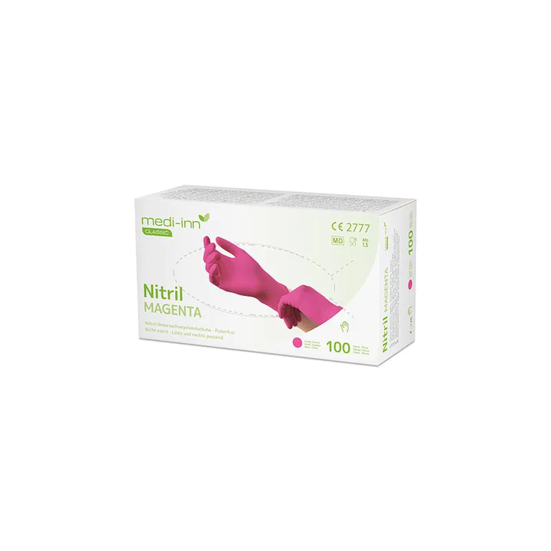 "Medi-Inn® Classic" Handschuhe, Nitril puderfrei magenta "Nitril Magenta" Größe XL - Bild 1