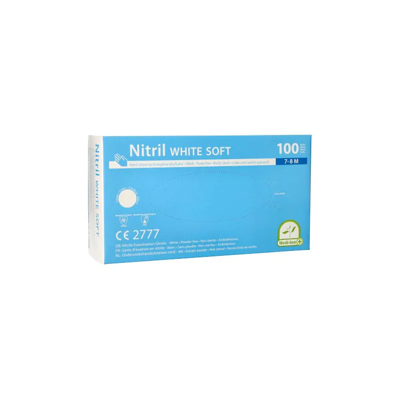 Nitrilhandschuhe, puderfrei, weiss, Größe M, "Medi-Inn®", "White Soft" - Bild 1