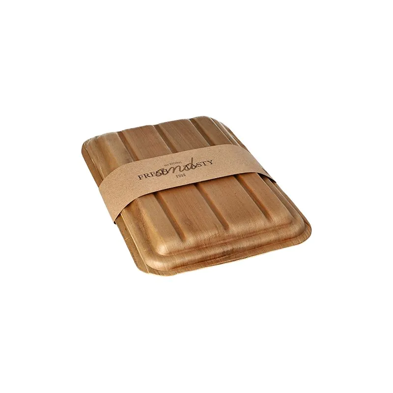 Palmblatt Trays, "pure", eckig, 6,5 x 17,5 x 25,5 cm, mit Deckel und Banderole - Bild 1 Palmblatt Trays, "pure", eckig, 6,5 x 17,5 x 25,5 cm, mit Deckel und Banderole - Bild 1
