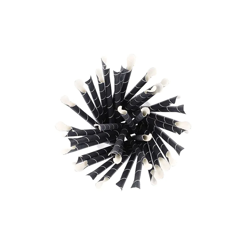 Papierstrohhalme mit Löffel "pure" Ø 8 mm · 20 cm schwarz/weiss "Stripes" - Bild 3