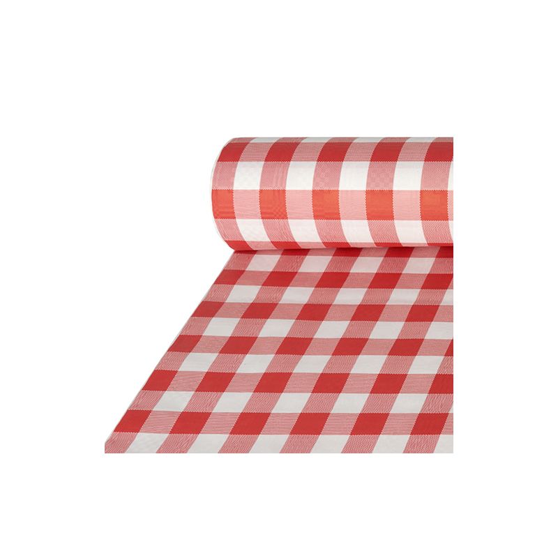 Papiertischdecke, rot mit Damastprägung 50 x 1 m "Vichy Karo" - Bild 1