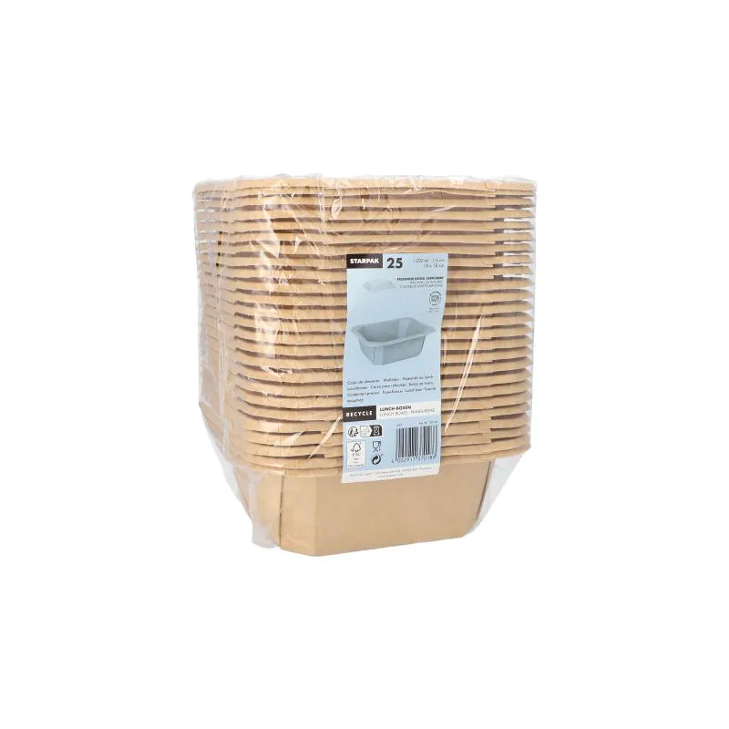 Lunchboxen aus Pappe, 1200 ml, 18 x 18 cm x 6 cm braun - Bild 2