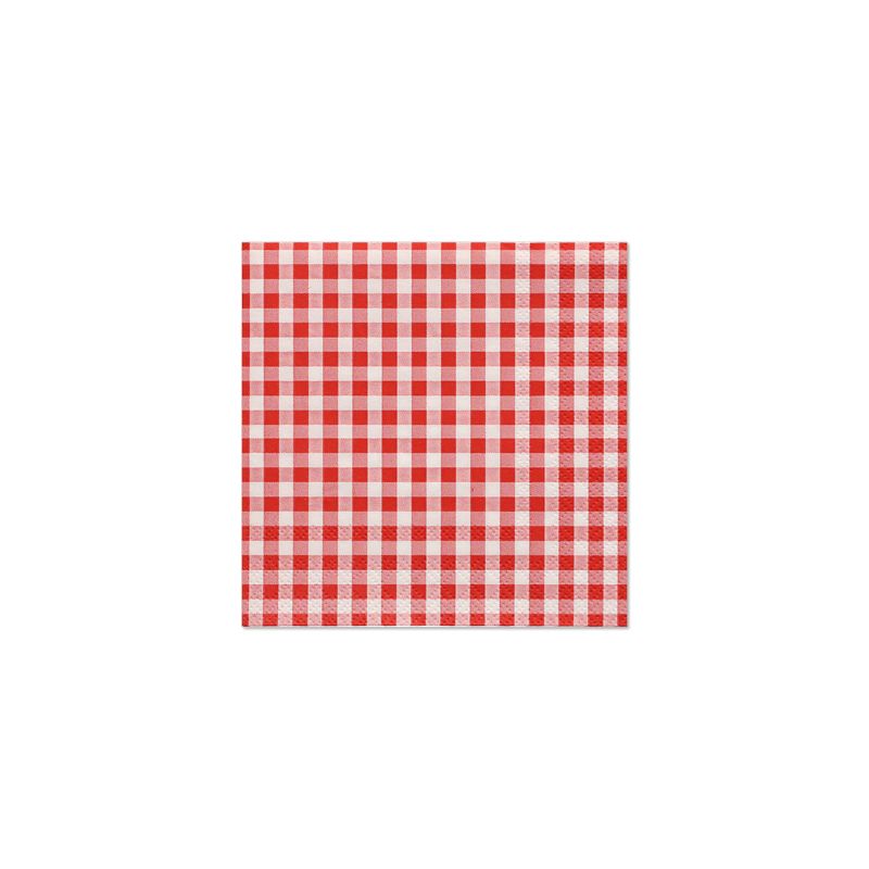 Servietten, rot 3-lagig 1/4-Falz 25 x 25 cm "Vichy Karo" - Bild 1