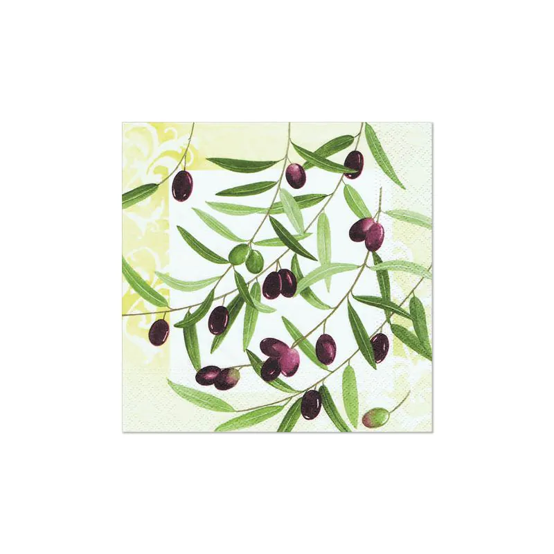 Servietten, 3-lagig, 1/4-Falz, 33 x 33 cm, Dekor "Olive Twig" - Bild 1 Servietten, 3-lagig, 1/4-Falz, 33 x 33 cm, Dekor "Olive Twig" - Bild 1