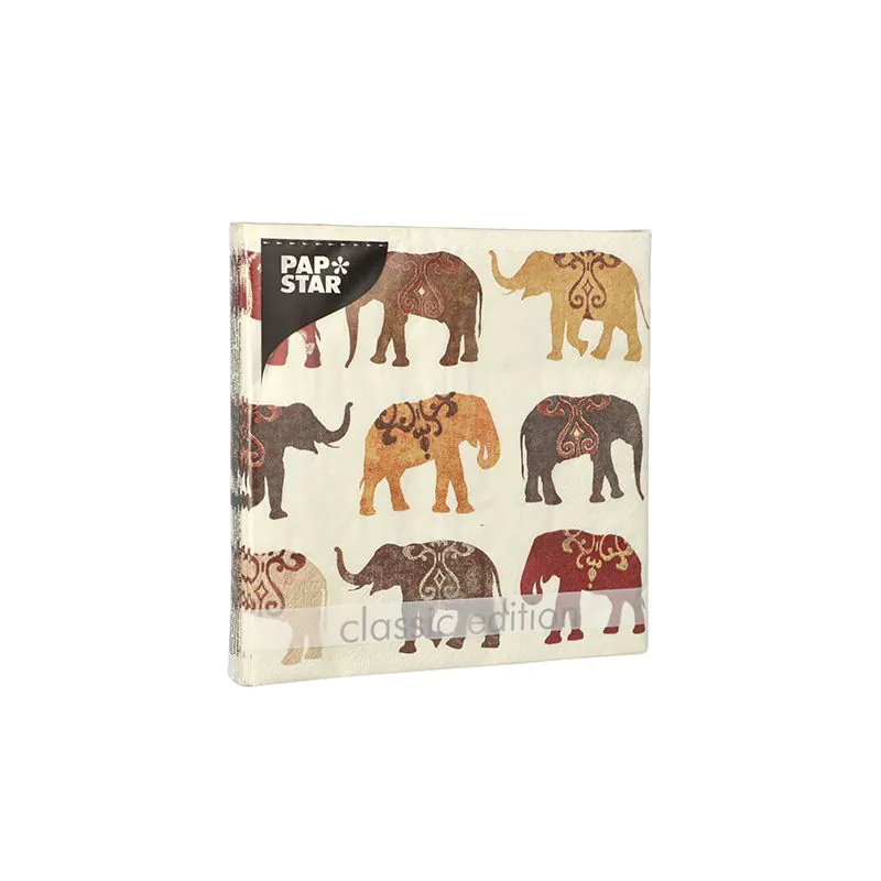 Servietten, 3-lagig 1/4-Falz 33 x 33 cm "Elephants" - Bild 2