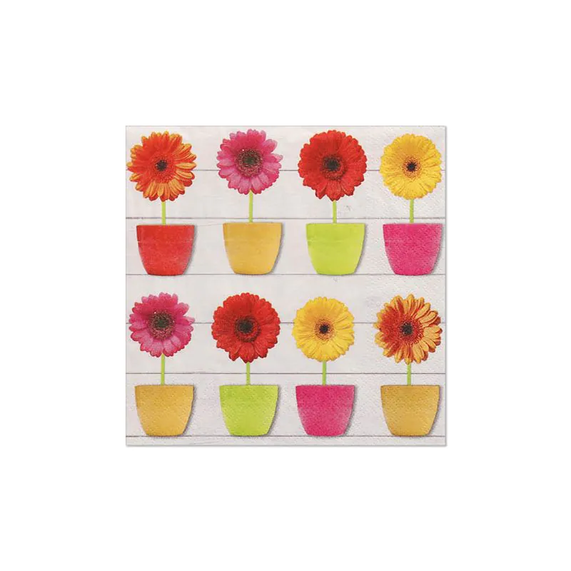 Servietten, 3-lagig 1/4-Falz 33 x 33 cm "Glowing Gerberas" - Bild 1 Servietten, 3-lagig 1/4-Falz 33 x 33 cm "Glowing Gerberas" - Bild 1