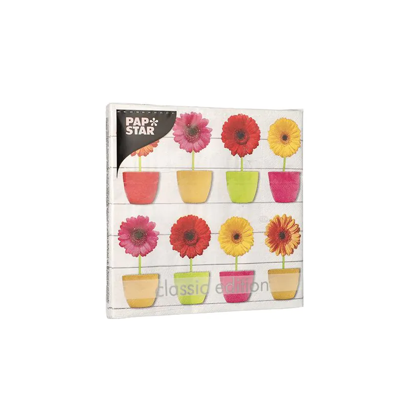 Servietten, 3-lagig 1/4-Falz 33 x 33 cm "Glowing Gerberas" - Bild 2