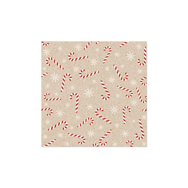 Servietten, 3-lagig 1/4-Falz 33 x 33 cm natur "Candy Canes" aus recyceltem Papier - Bild 1 Servietten, 3-lagig 1/4-Falz 33 x 33 cm natur "Candy Canes" aus recyceltem Papier - Bild 1