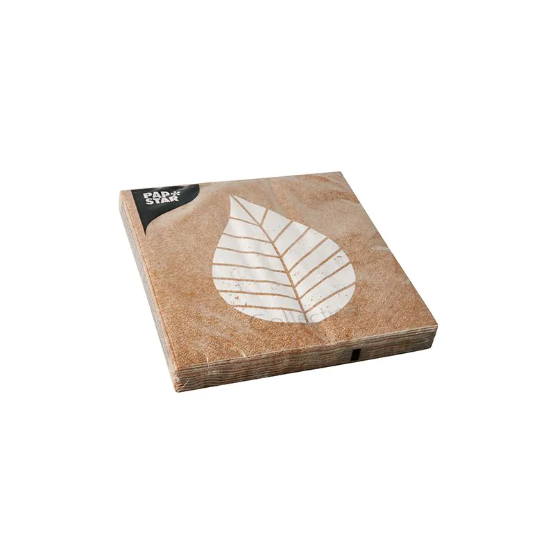 Servietten, 3-lagig 1/4-Falz 33 x 33 cm natur "Graphic Leaves" - Bild 2