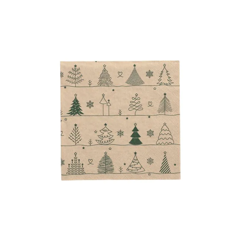 Servietten, 3-lagig 1/4-Falz 33 x 33 cm natur "Various X-Mas Trees" aus recyceltem Papier - Bild 1 Servietten, 3-lagig 1/4-Falz 33 x 33 cm natur "Various X-Mas Trees" aus recyceltem Papier - Bild 1