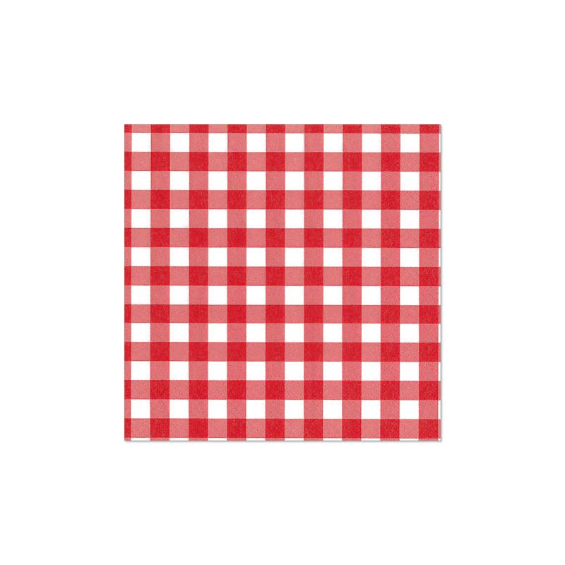 Servietten, rot 3-lagig 1/4-Falz 33 x 33 cm "Vichy Karo" - Bild 1