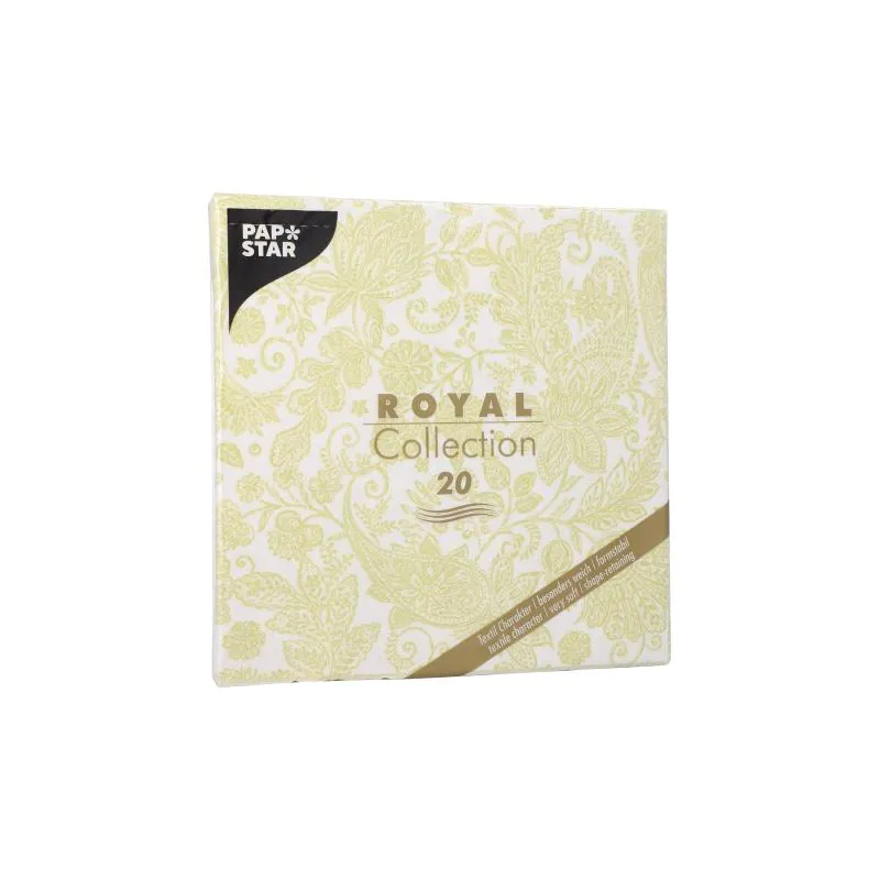 Servietten "ROYAL Collection" 1/4-Falz 40 x 40 cm limonengrün "Paisley" - Bild 3