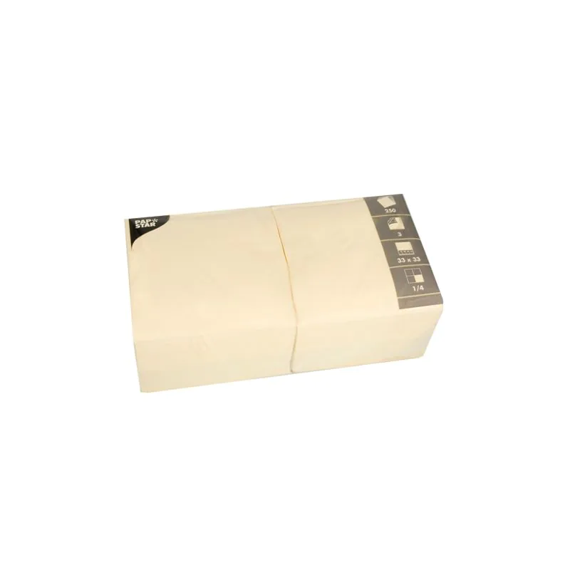 Servietten, creme 3-lagig 1/4-Falz 33 x 33 cm - Bild 1 Servietten, creme 3-lagig 1/4-Falz 33 x 33 cm - Bild 1