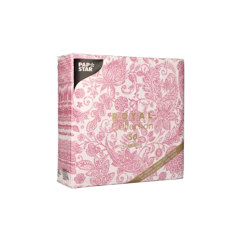 Servietten, fuchsia, "ROYAL Collection", 1/4-Falz, 40 x 40 cm, "Paisley" - Bild 3