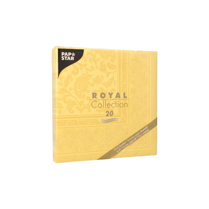 Servietten, gelb "ROYAL Collection" 1/4-Falz 40 x 40 cm "Ornaments" - Bild 3
