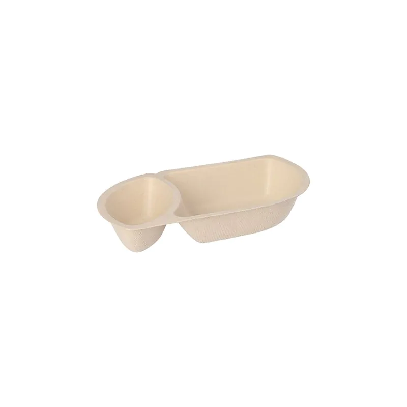 Snacktrays aus Zuckerrohr natur, 2-geteilt 9,7 x 17,6 cm x 3,2 cm - Bild 1 Snacktrays aus Zuckerrohr natur, 2-geteilt 9,7 x 17,6 cm x 3,2 cm - Bild 1