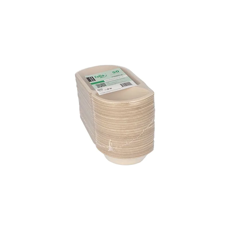 Snacktrays aus Zuckerrohr natur, 2-geteilt 9,7 x 17,6 cm x 3,2 cm - Bild 2