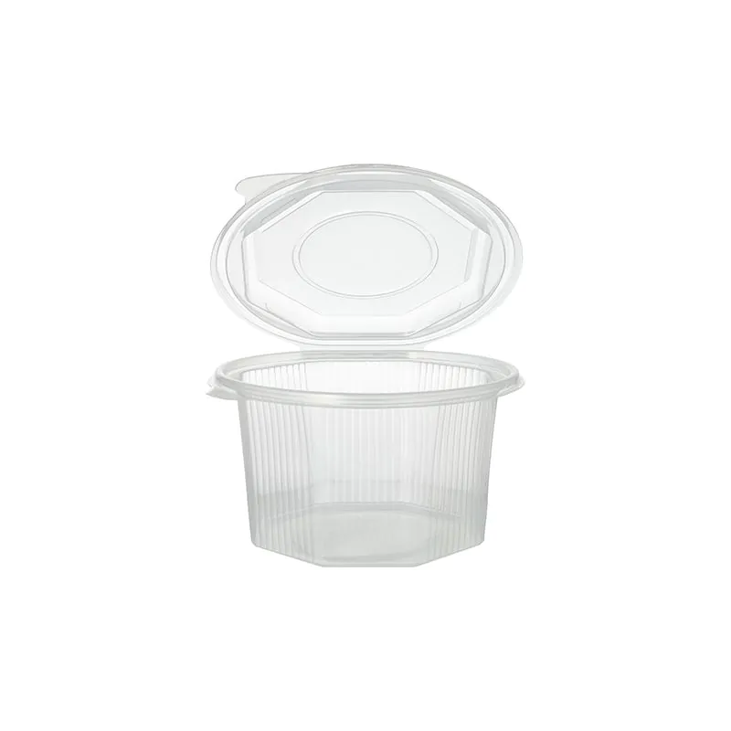 Transparenter Verpackungsbecher mit anhängendem Klappdeckel, 1000 ml - Bild 1 Transparenter Verpackungsbecher mit anhängendem Klappdeckel, 1000 ml - Bild 1