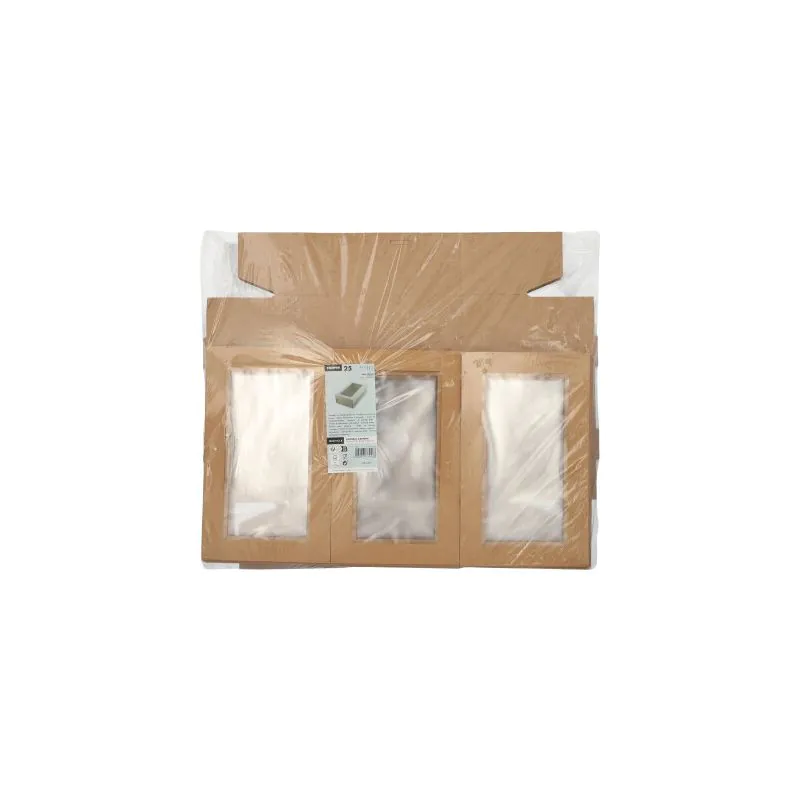 Transport- und Catering-Kartons, Pappe eckig 15,3 x 25,5 cm braun mit separatem Deckel und Sichtfenster aus PET - Bild 2