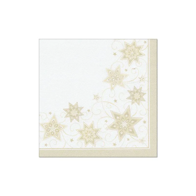 Weihnachtsservietten, champagner "ROYAL Collection" 1/4-Falz 40 x 40 cm "Just Stars" - Bild 1