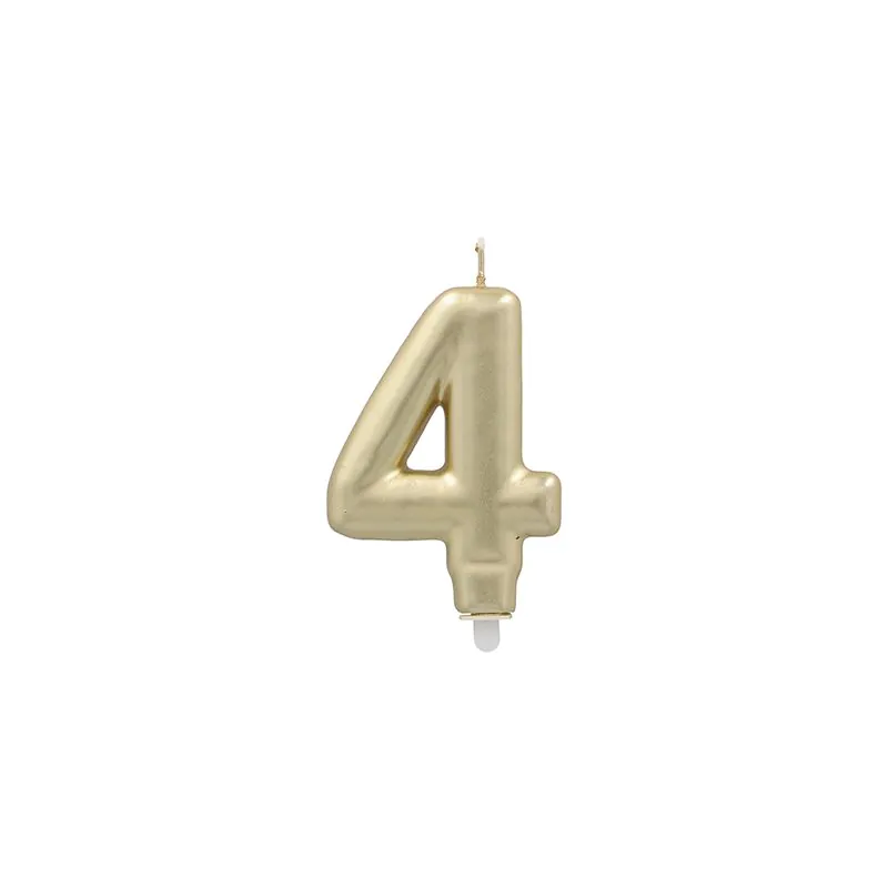 Zahlenkerze mit Halter 7 cm gold "4" - Bild 1 Zahlenkerze mit Halter 7 cm gold "4" - Bild 1