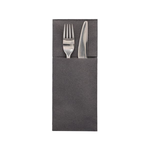 Airlaid Bestecktaschen, dunkelgrau 48 x 40 cm, 1/8-Falz, "Premium" - Bild 1