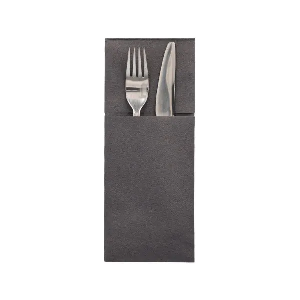 Airlaid Bestecktaschen, dunkelgrau 48 x 40 cm, 1/8-Falz, "Premium" - Bild 1