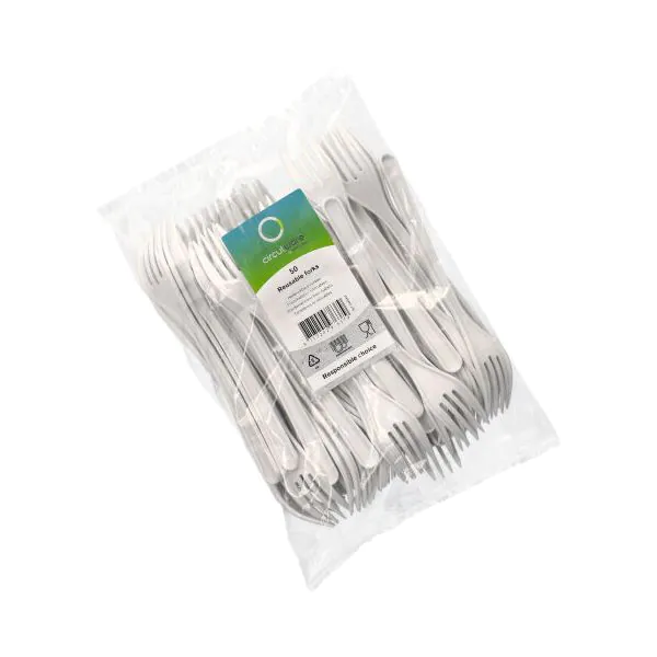 Gabeln (Mehrweg), Bio-PP, 18,5 cm, weiss, extra stabil - Bild 2