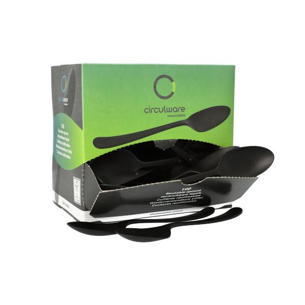 Löffel (Mehrweg), Bio-PP 19 cm schwarz, extra stabil, in Spenderbox - Bild 2