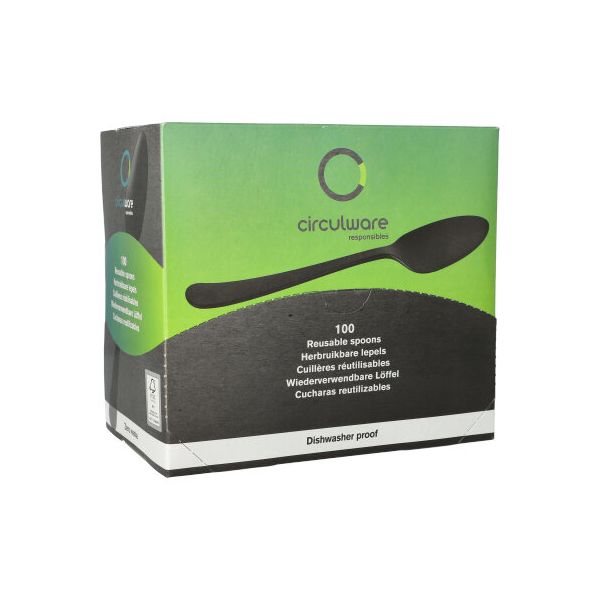 Löffel (Mehrweg), Bio-PP 19 cm schwarz, extra stabil, in Spenderbox - Bild 3