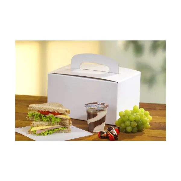 Lunchbox aus Pappe mit Tragegriff, weiss  - Bild 2