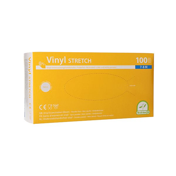 "Medi-Inn®" Vinyl Handschuhe, Vinyl puderfrei "Stretch" Größe M - Bild 1