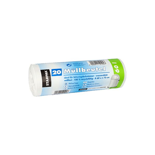 Müllbeutel 60 l, weiss, H 72 x B 60 cm - Bild 1