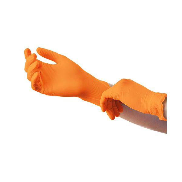 Nitril-Handschuhe, puderfrei orange "Orange" Größe XL - Bild 2