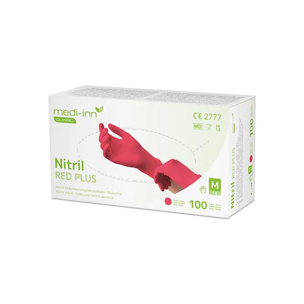 "Medi-Inn® Classic" Handschuhe, Nitril puderfrei rot "Nitril Red Plus" Größe S - Bild 1