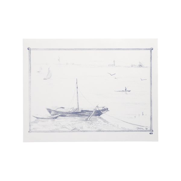 Papier Tischsets, 30 x 40 cm weiss "Ruderboot" - Bild 1