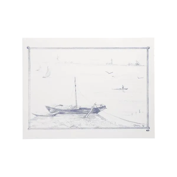 Papier Tischsets, 30 x 40 cm weiss "Ruderboot" - Bild 1