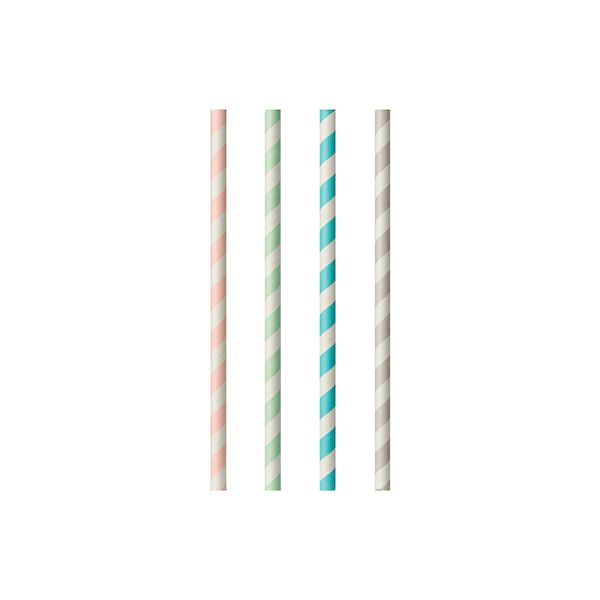 Papierstrohhalme Ø 6 mm · 20 cm "Stripes" sortiert - Bild 1