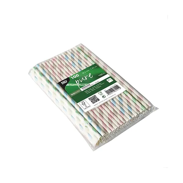 Papierstrohhalme Ø 6 mm · 20 cm "Stripes" sortiert - Bild 3