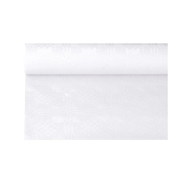 Papiertischdecke weiss mit Damastprägung 6 x 1,2 m - Bild 1