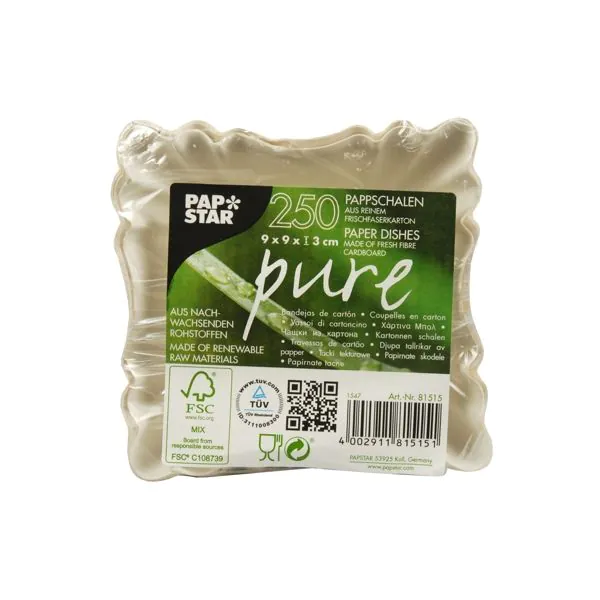 Pappschalen eckig "pure" 9 x 9 x 3 cm weiss - Bild 3