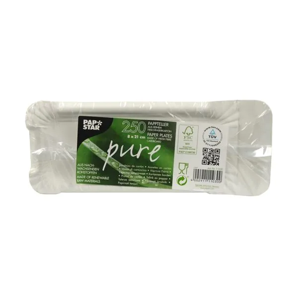 Pappteller eckig "pure", 8 x 21 cm, mit abtrennbarem Anfasser - Bild 3