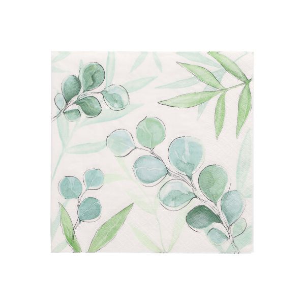 Servietten, 3-lagig 1/4-Falz 33 x 33 cm "Eucalyptus Twigs" - Bild 1