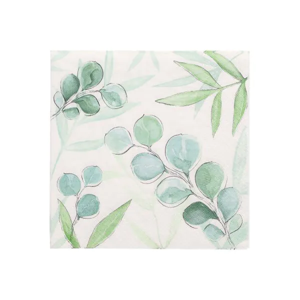 Servietten, 3-lagig 1/4-Falz 33 x 33 cm "Eucalyptus Twigs" - Bild 1