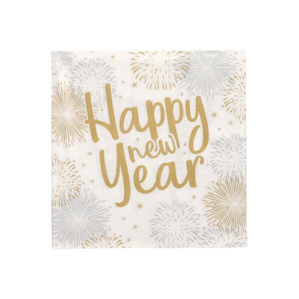 Servietten, 3-lagig 1/4-Falz 33 x 33 cm "Happy New Year" - Bild 1