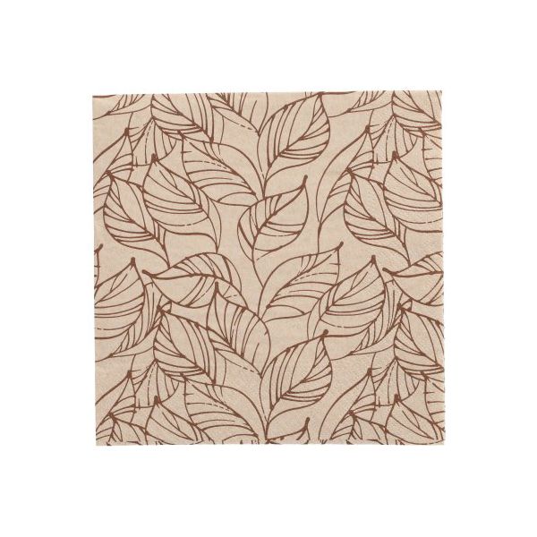 Servietten, 3-lagig 1/4-Falz 33 x 33 cm natur "Shapes of Leaves" aus recyceltem Papier - Bild 1